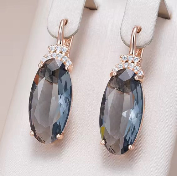 Oval Zircon Drop Dangle Earrings