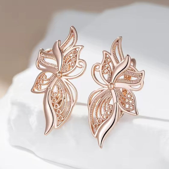 Vintage Glossy Flower Dangle Earrings