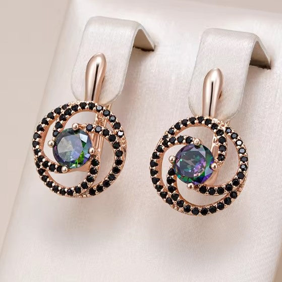 Shiny Colorful Zircon Rose Gold Earrings