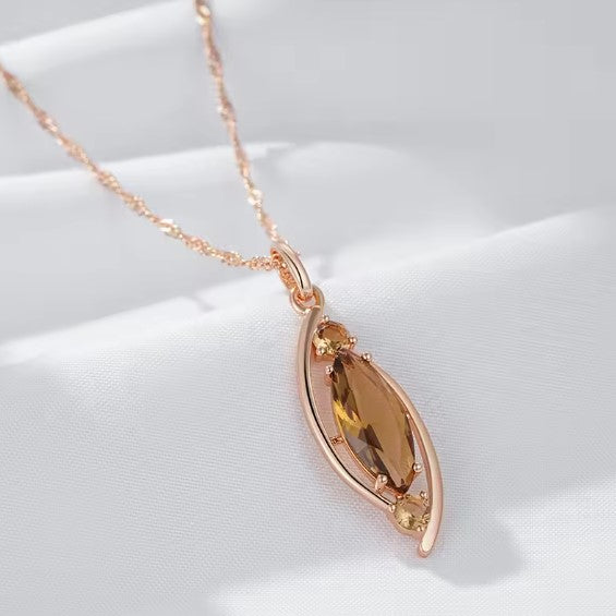 Light Brown Crystal Pendant Necklace