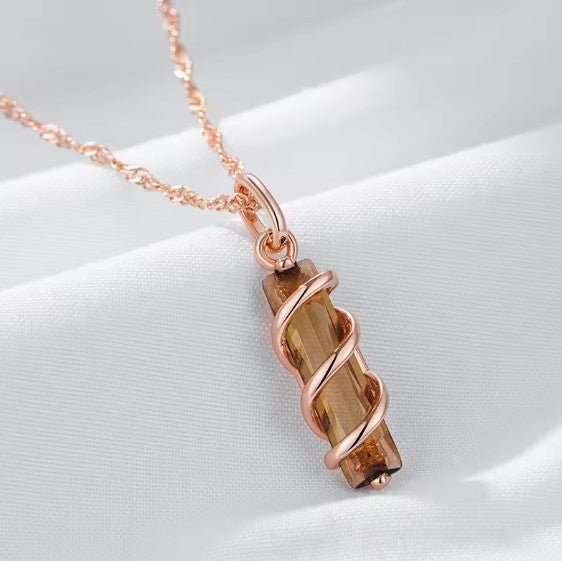 Light Brown Natural Zircon Pendant Necklace