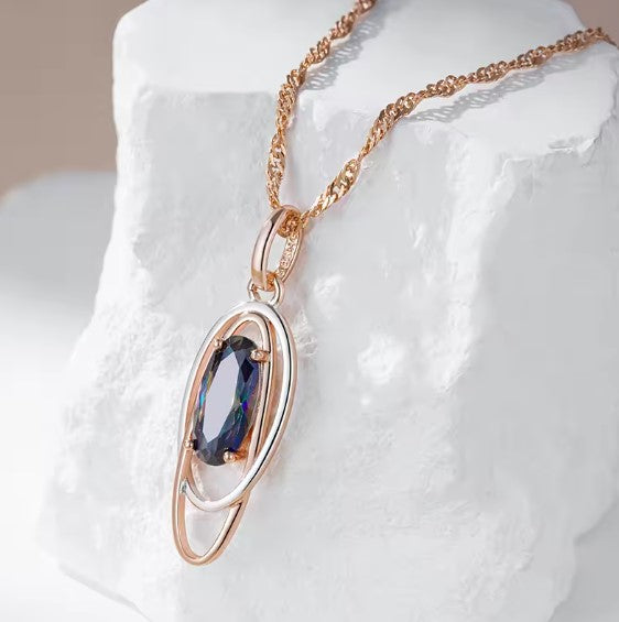 Elegant Oval Colorful Zircon Necklace