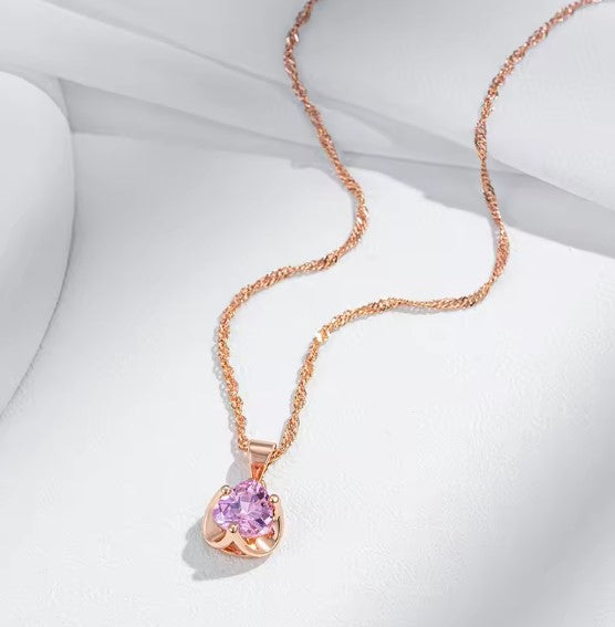 Rose Gold Luxury Pink Zircon Necklace