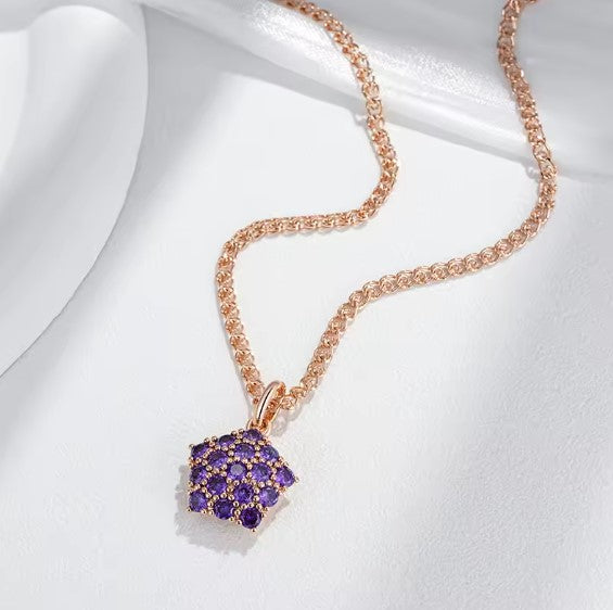 Crystal Purple Zircon Pendant Necklace