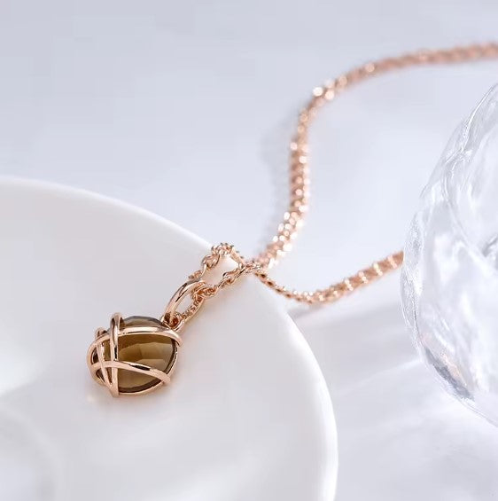 Light Brown Natural Zircon Pendant Necklace