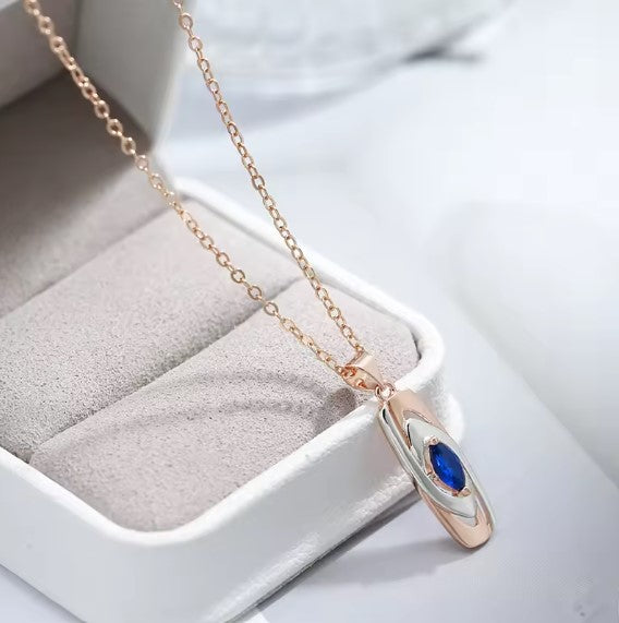 Luxury Blue Stone White Zircon Necklace