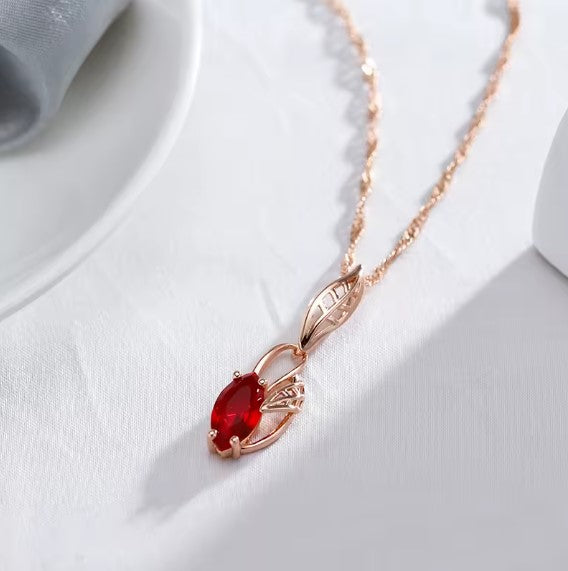 Luxury Red Natural Zircon Necklace