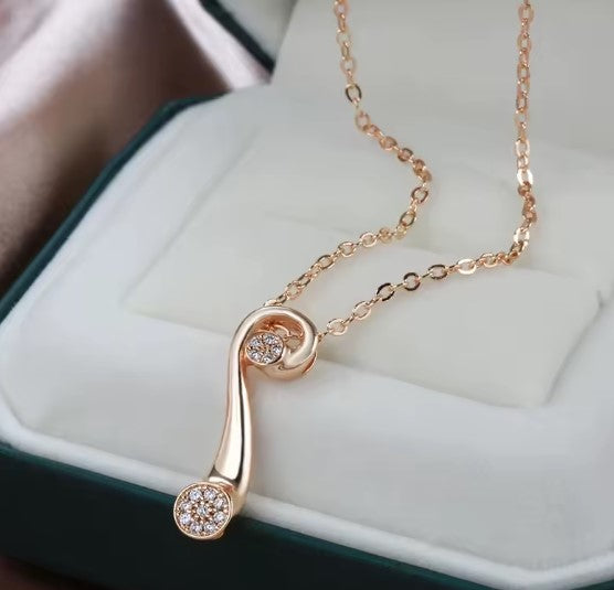 Rose Gold Natural Glossy Zircon Necklace