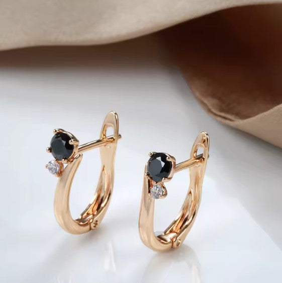 Vintage Black Zircon Drop Earrings