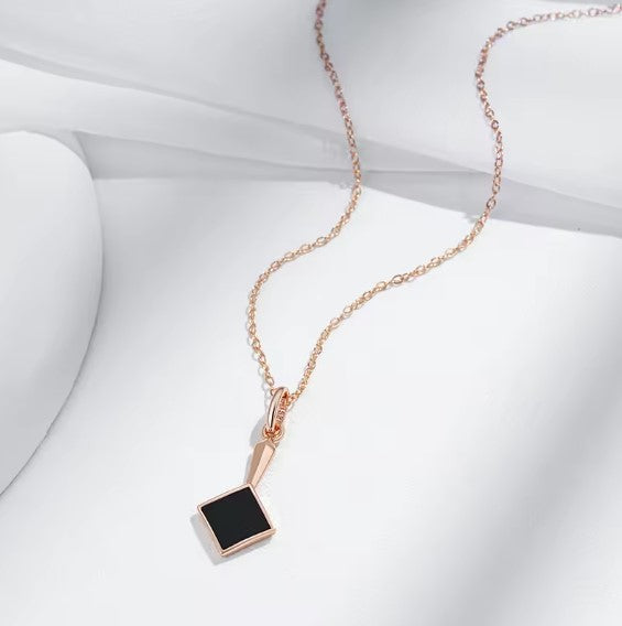 Vintage Square Black Pendant Necklace