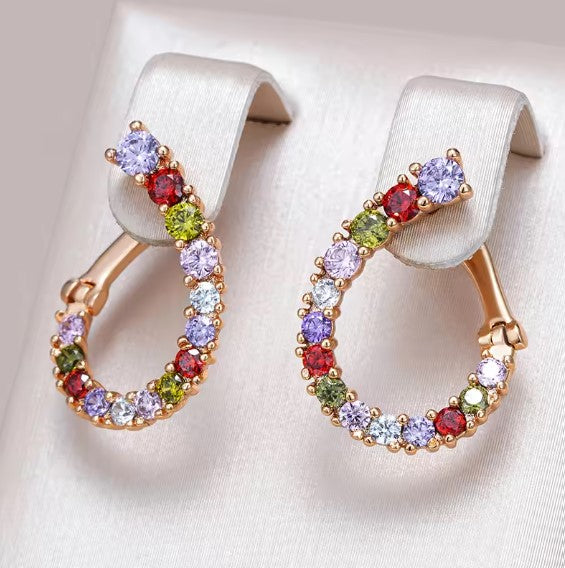 Full Colorful Zircon Curve Earrings