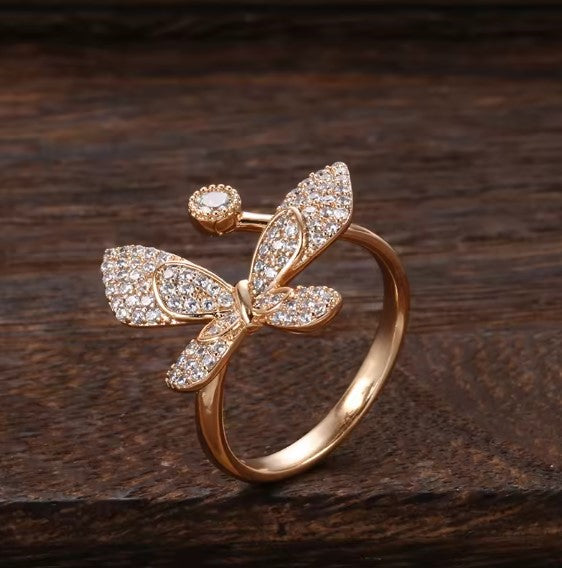 Luxury Natural Zircon Butterfly Ring