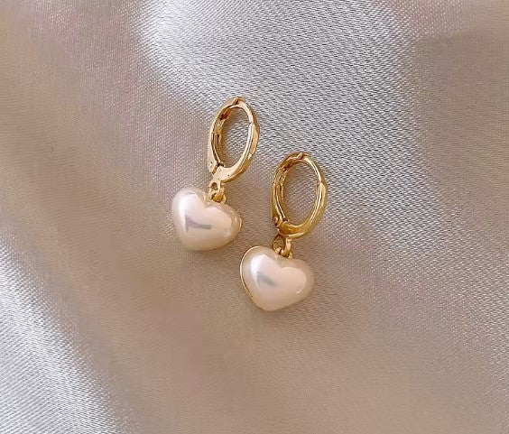 Classic Pearl Heart Earrings