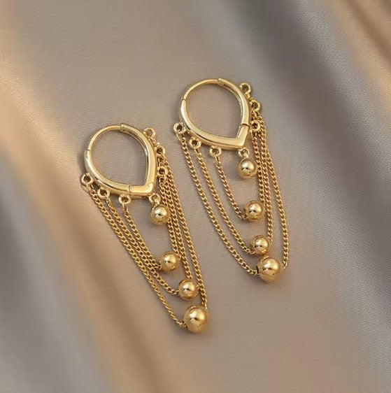 Vintage Water Drop Tassel Gold Earring