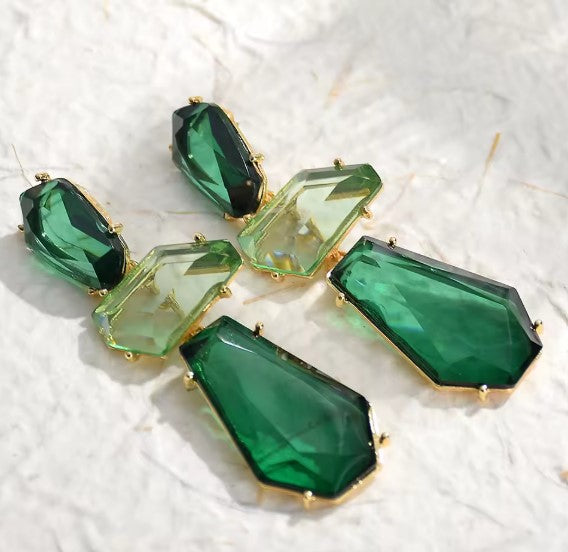 Vintage Bohemian Green Drop Earrings