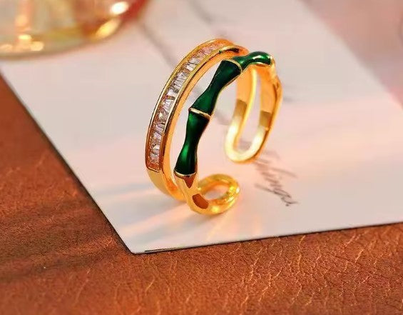 Classic Zircon Green Bamboo Ring