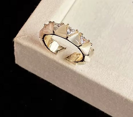 Vintage Triangle Zircon Opal Ring