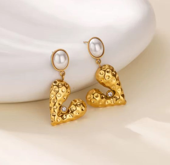 Classic Pearl Heart Earrings
