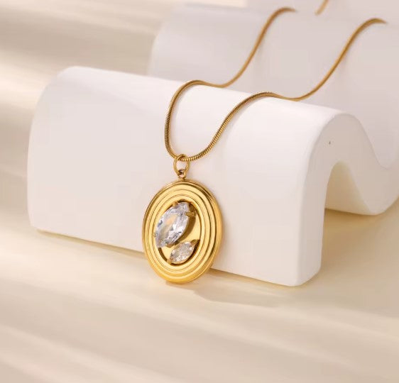 Zyra Zircon Oval Necklace