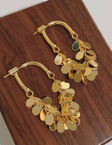 Vintage Sequin Tassel Gold Earrings