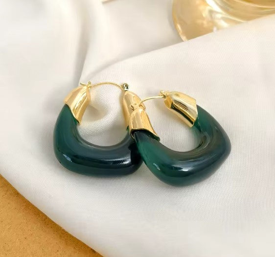 Classic Green Transparent Acrylic Earrings