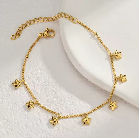 Vintage Star Adjustable Charm Bracelet