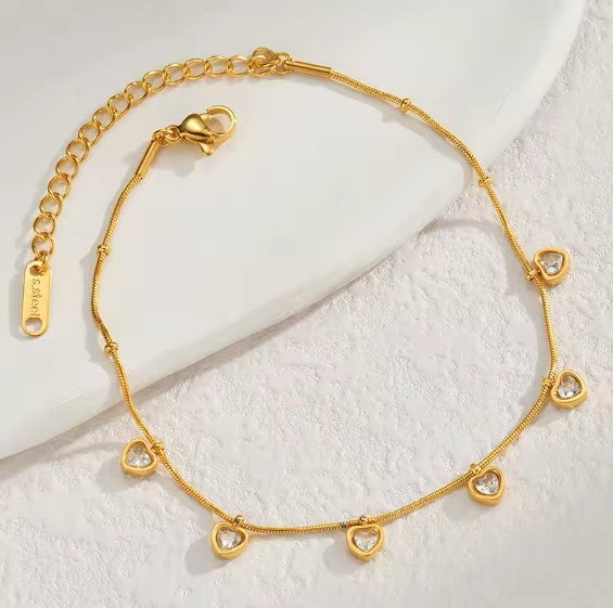 Shiny Zircon Chain Gold Bracelet