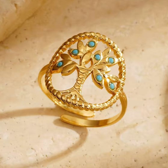 Vintage Zircon Tree of Life Ring