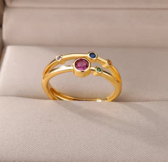 Crystal Zircon Waterdrop Gold Ring