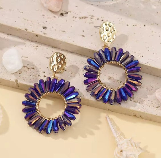 Purple Crystal Beads Earrings