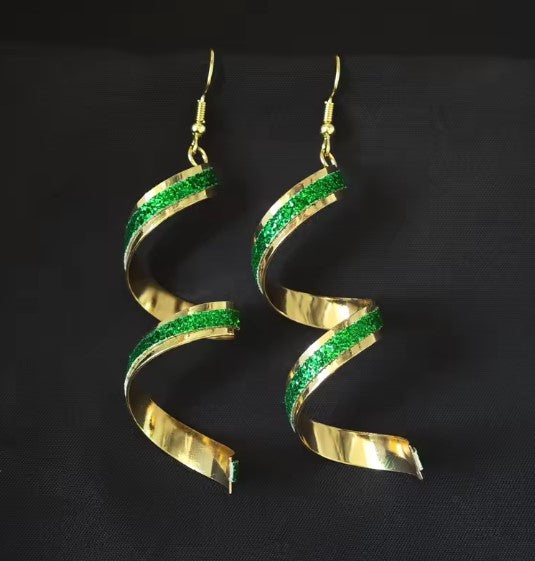 Twist Green Drop Earrings