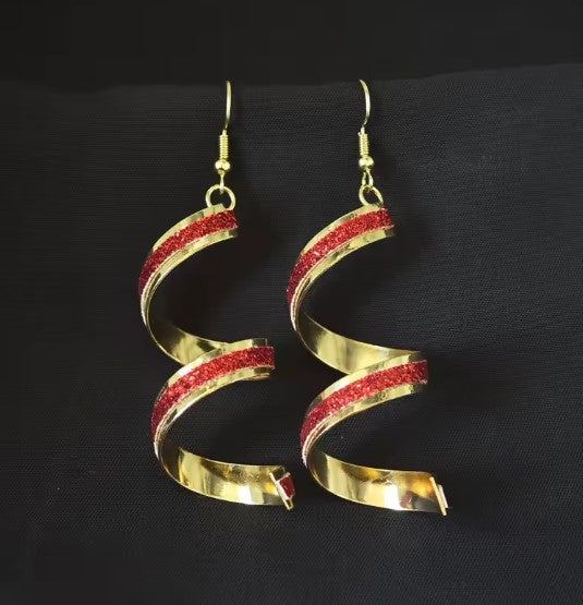 Rotate Twist Red Drop Earrings