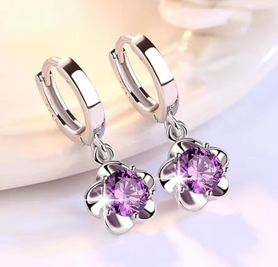 Classic Purple Zircon Earrings