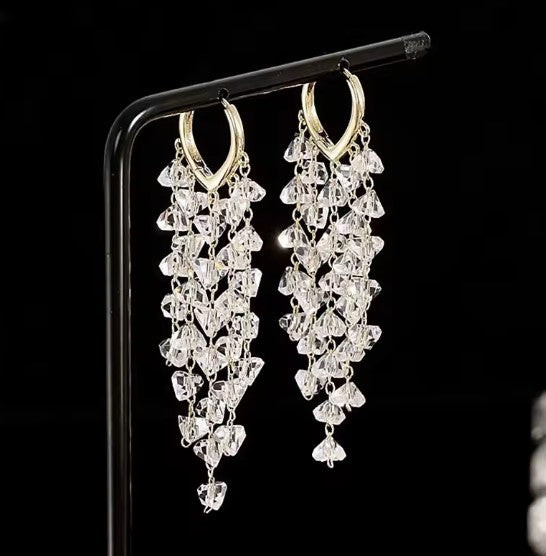 Exquisite White Rhinestone Dangle Earrings