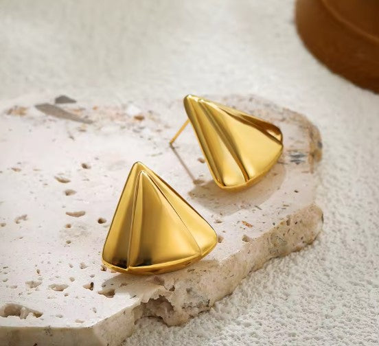 Vintage Triangle Stud Gold Earrings