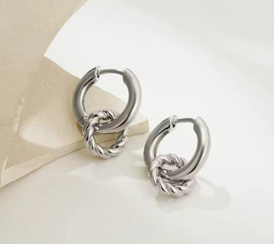 Charm Twisted Hoops Silver Earrings