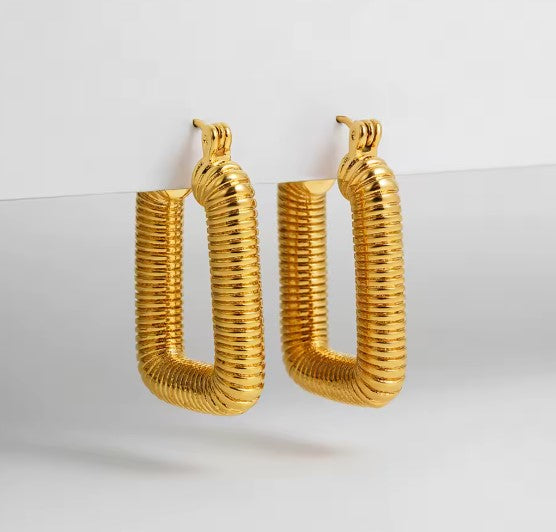 Vintage Square Twist Hoop Earrings