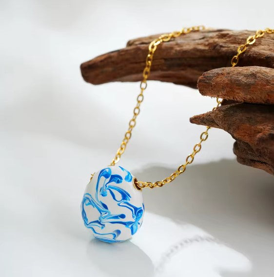 Classic Drip Oil Versatile Blue Necklace