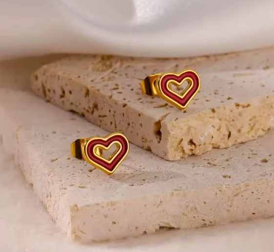 Classic Hollow Red Heart Earrings