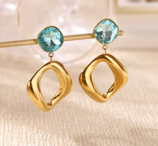 Classic Zircon Light Blue Earrings