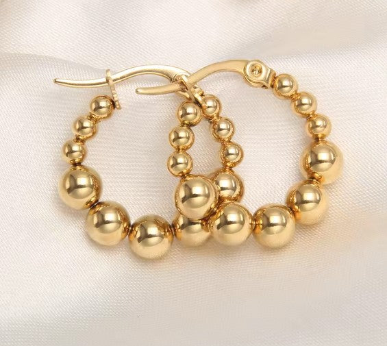 Classic Hoop Ball Beads Earrings