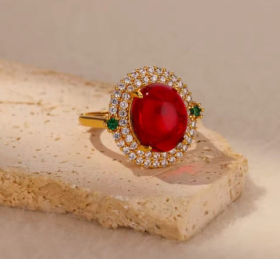 Vintage Red Zircon Crystal Ring