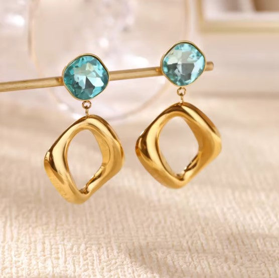 Classic Light Blue Zircon Drop Earrings