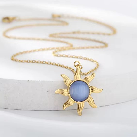Vintage Sun Opal Pendant Necklace