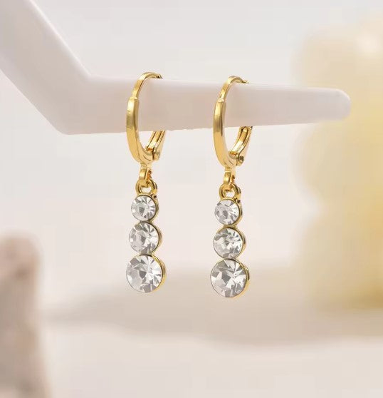 Vintage White Zircon Long Tassel Earrings