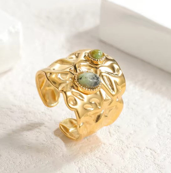 Vintage Blue Green Stone Adjustable Ring