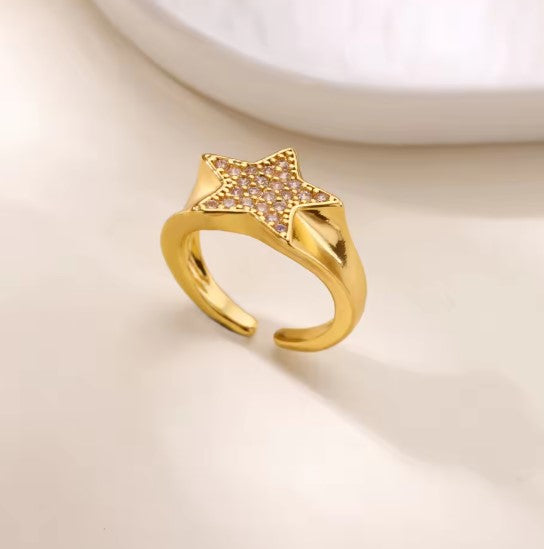 Trendy Star Zircon Adjustable Ring