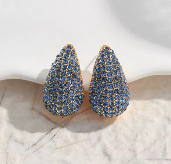 Crystal Light Blue Rhinestone Earrings