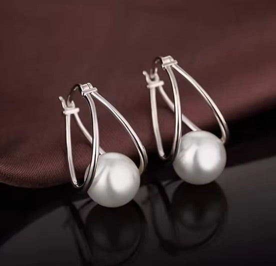 Exquisite Pearl Silver Earrings