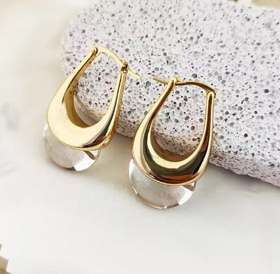 Elegant Smooth Water Drop Gold Earrings